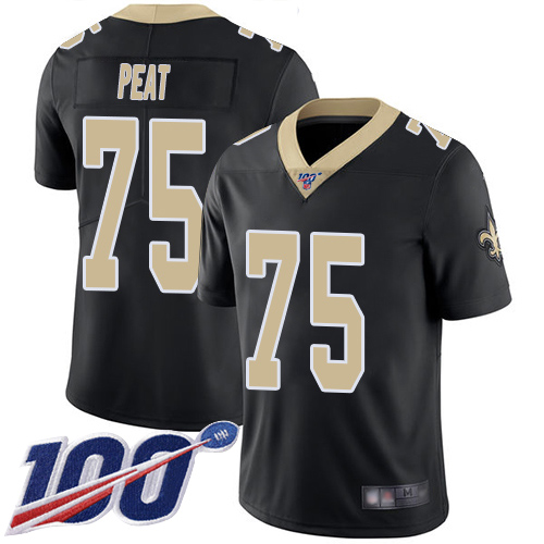 Men New Orleans Saints Limited Black Andrus Peat Home Jersey NFL Football 75 100th Season Vapor Untouchable Jersey